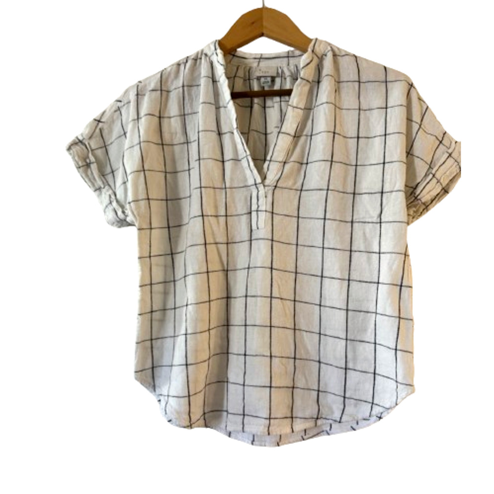 A‎ New Day Windowpane Plaid Popover Top